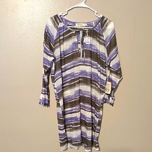 Bluthreads Women's Very Lightweight Pullover Shirt‎ Size Large Gray Blue White